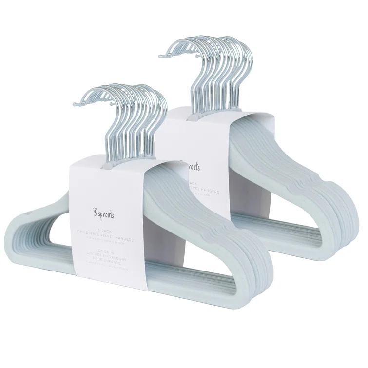 3 Sprouts 3 Sprouts -  Non-Slip Velvet Hangers for Baby Clothes - Pack of 30 - Blue (Set of 30)