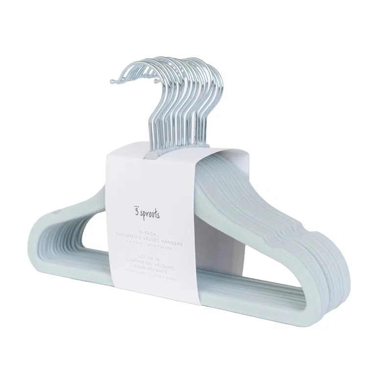 3 Sprouts 3 Sprouts -  Non-Slip Velvet Hangers for Baby Clothes - Pack of 30 - Blue (Set of 30)