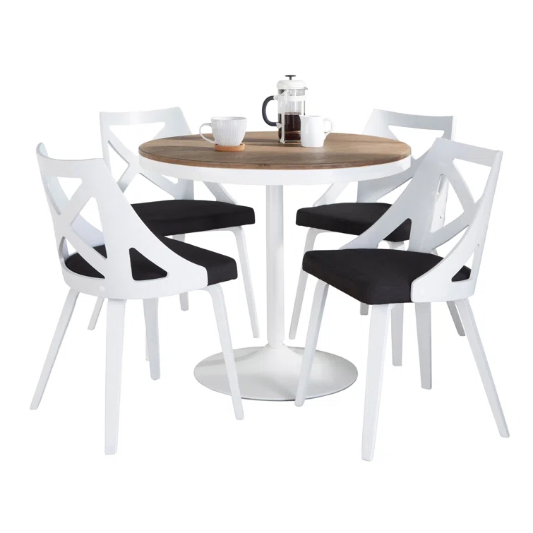 Dakota-Charlotte Contemporary Dining Set With Grain Tabletop And Textured - 5 Piece