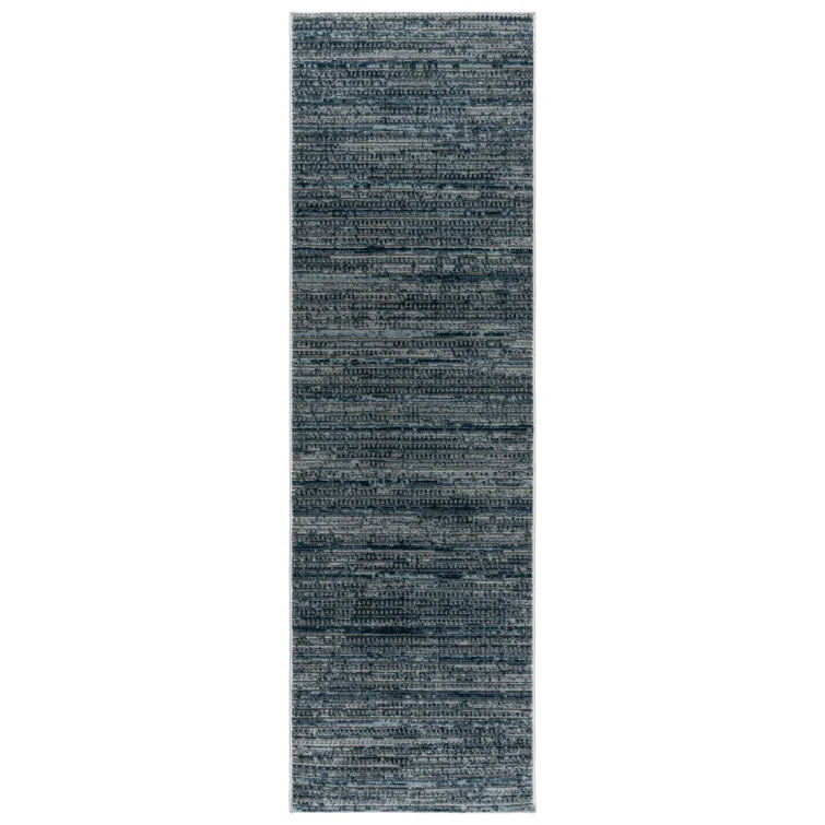 Missha Dario Modern Striped Blue Gray Polyester High-Low Indoor Area Rug