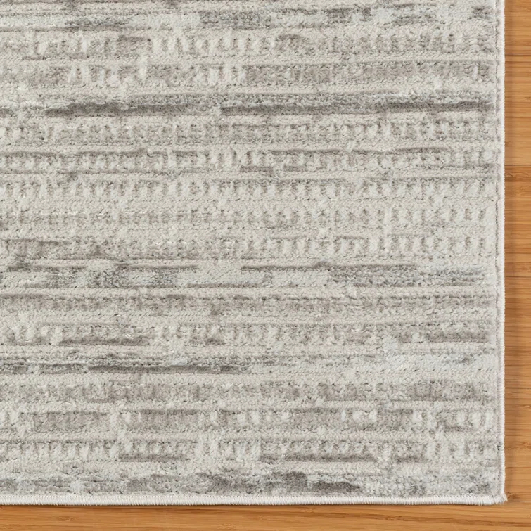 Missha Dario Modern Striped Gray Polyester High-Low Indoor Area Rug