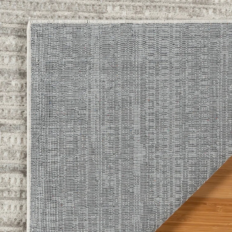 Missha Dario Modern Striped Gray Polyester High-Low Indoor Area Rug