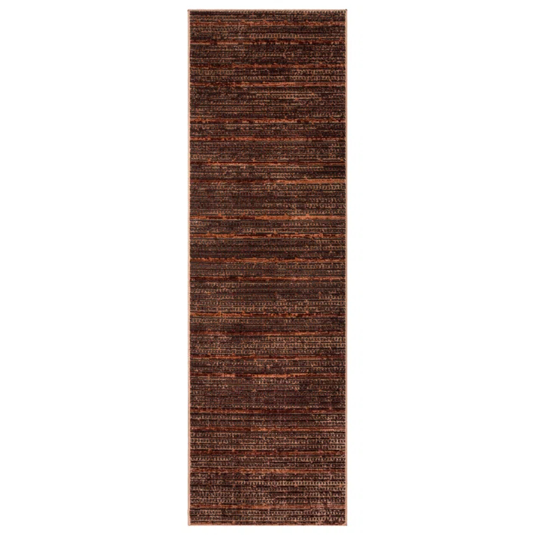 Missha Dario Modern Striped Brown Tan Polyester High-Low Indoor Area Rug