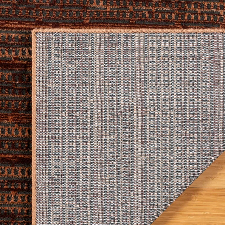 Missha Dario Modern Striped Brown Tan Polyester High-Low Indoor Area Rug