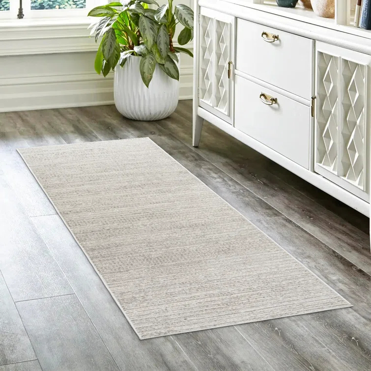 Missha Dario Modern Striped Gray Polyester High-Low Indoor Area Rug