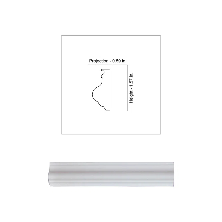 Clara 78.74"L x 1.67"W x 1.57"H x 0.59"D Glue-Up Styrofoam Crown Molding 650 ln. ft. (Set of 100)