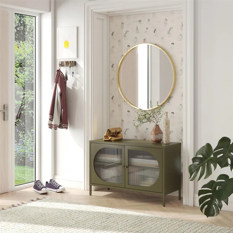 Luna 25.2'' Tall Accent Cabinet with Fluted Glass