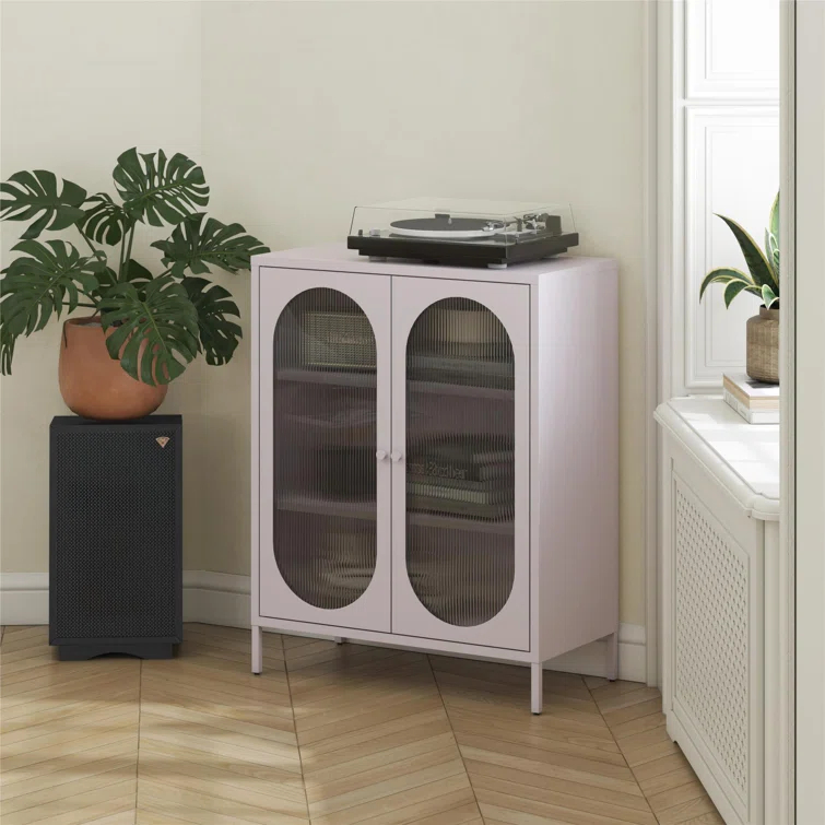 Luna 39.96'' Tall Accent Cabinet with Fluted Glass