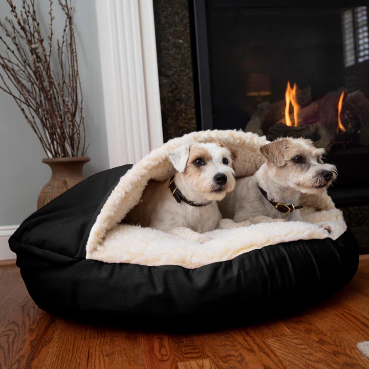 Snoozer Cozy Cave Luxury Microsuede Orthopedic Hooded Dog Bed