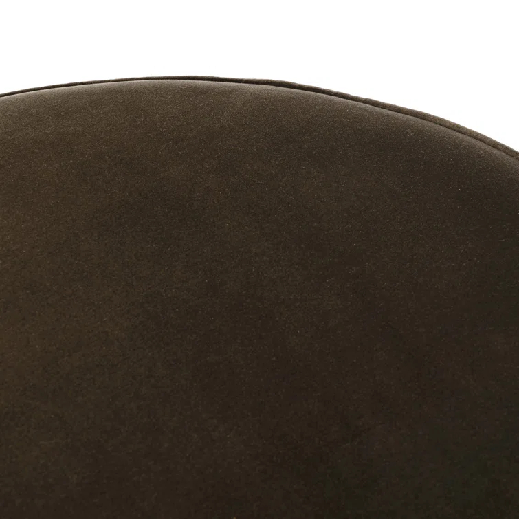 Sinclair Large Round Olive Velvet Ottoman with Brown Base