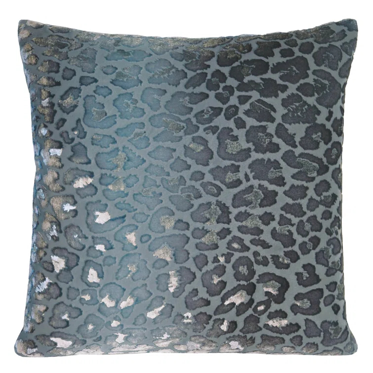 Kevin O'Brien Studio Leopard Animal Print Silk/Rayon/Velvet Reversible Throw Pillow