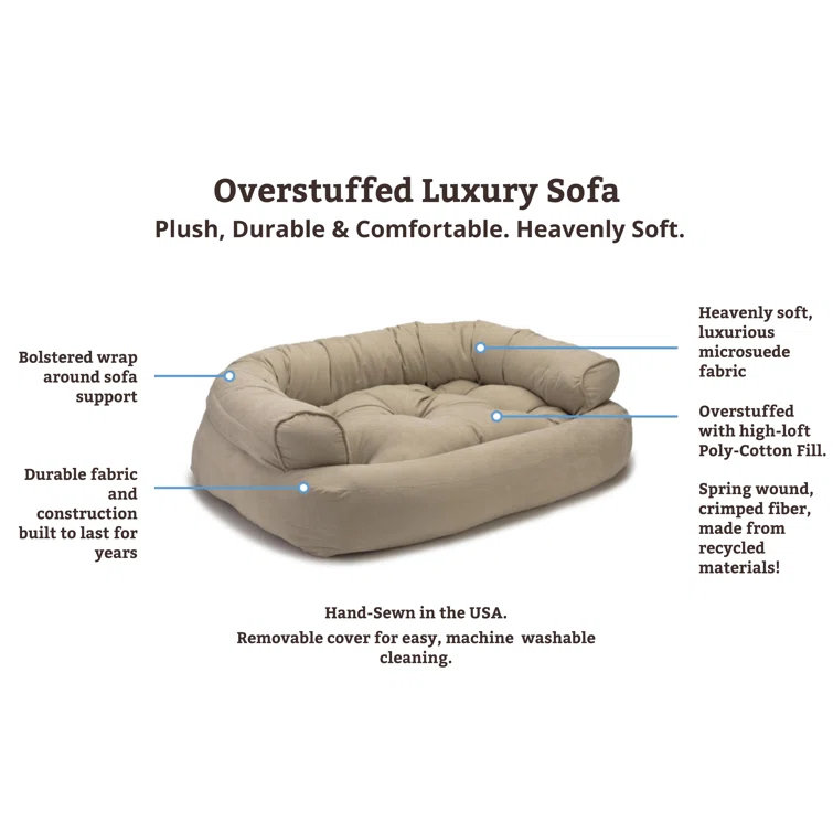 Snoozer Luxury Microsuede Overstuffed Bolster Dog Sofa
