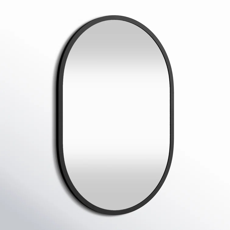 Dasha 34" Matte Black Iron and Wood Wall Mirror