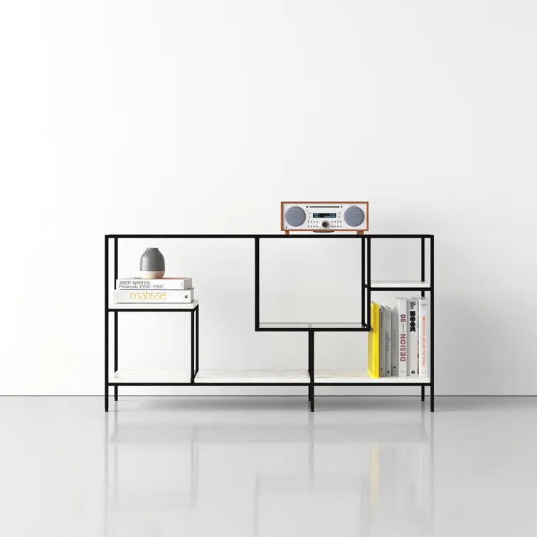 Arjune 29'' H x 54'' W Iron Geometric Bookcase