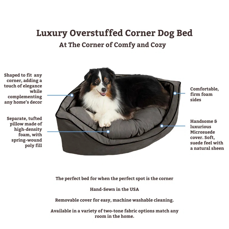 Snoozer Corner Microsuede Bolster Dog Bed