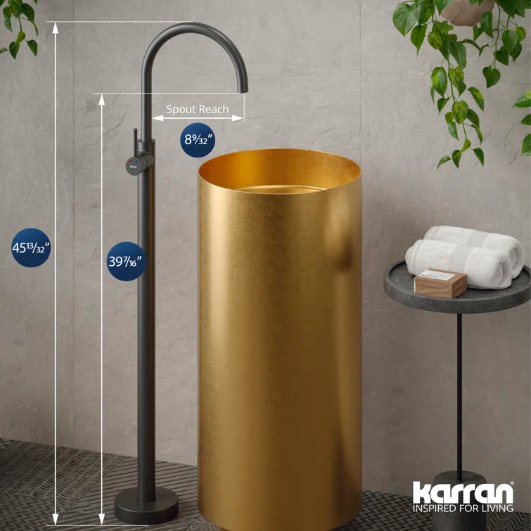 Karran Howick KBF650 Single Handle Freestanding Bathroom Faucet in Gunmetal Grey