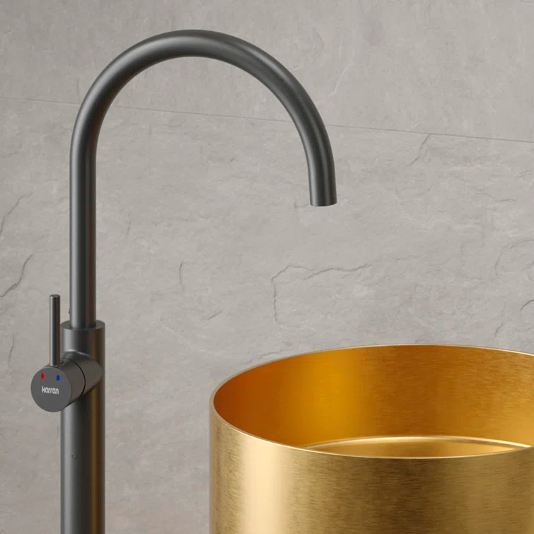 Karran Howick KBF650 Single Handle Freestanding Bathroom Faucet in Gunmetal Grey