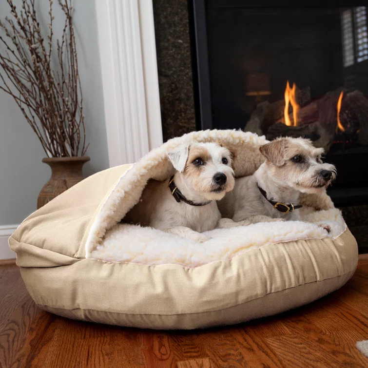 Snoozer Cozy Cave Luxury Hooded Microsuede Pet Bed