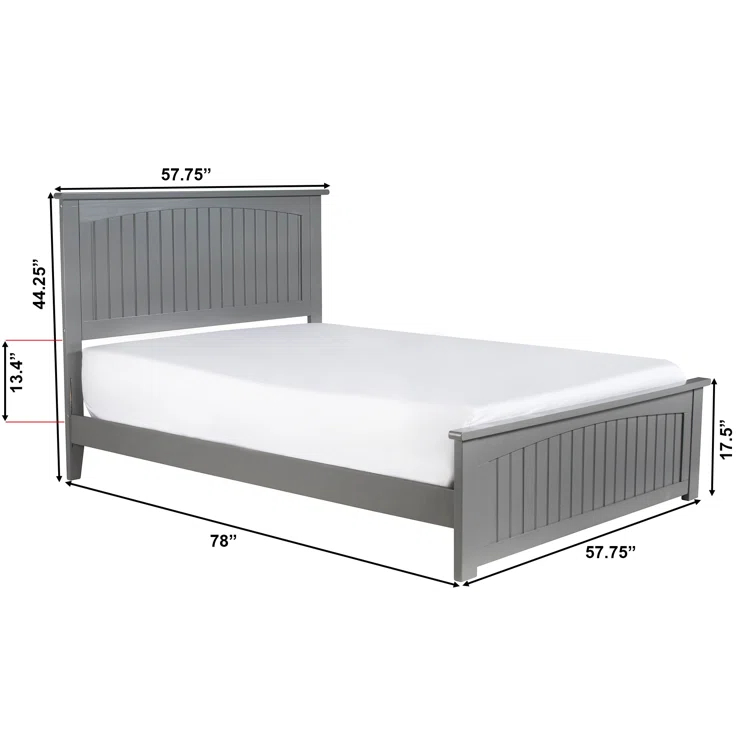 Nantucket Low Profile Solid Wood Platform Bed with Matching Footboard