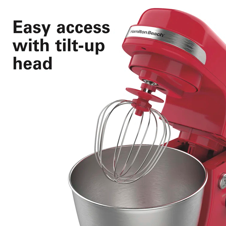 Hamilton Beach® 7-Speed 4-Quart Electric Stand Mixer with Splash Guard, Dough Hook, Flat Beater, and Whisk Attachments