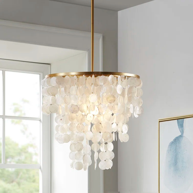 Urban Habitat Isla Dimmable Layered Capiz Chandelier