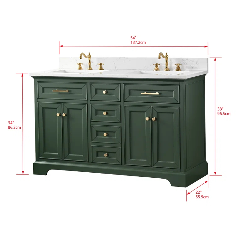 Sudio Design Thompson 54" W Double Bathroom Vanity & Reviews | Perigold