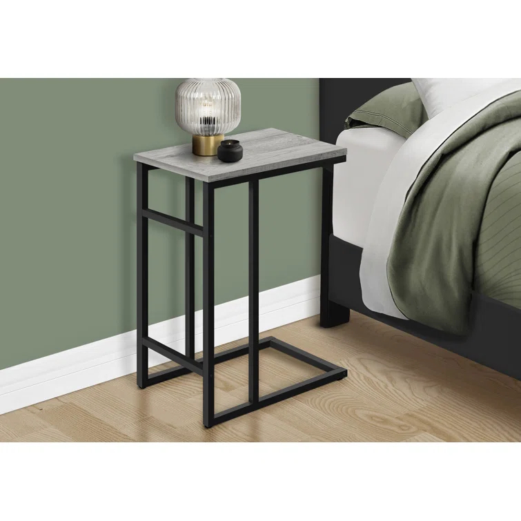 Accent Table C-shaped, End, Side, Snack, Living Room, Bedroom, Metal, Laminate, Contemporary