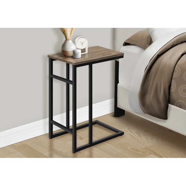 Accent Table C-shaped, End, Side, Snack, Living Room, Bedroom, Metal, Laminate, Contemporary