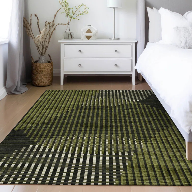 Machine Washable Indoor/Outdoor Chayden ACN1001 Olive