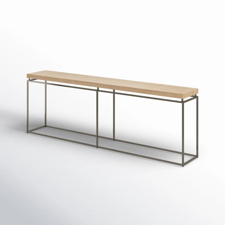 Rustic Natural Oak and Metal Console Table