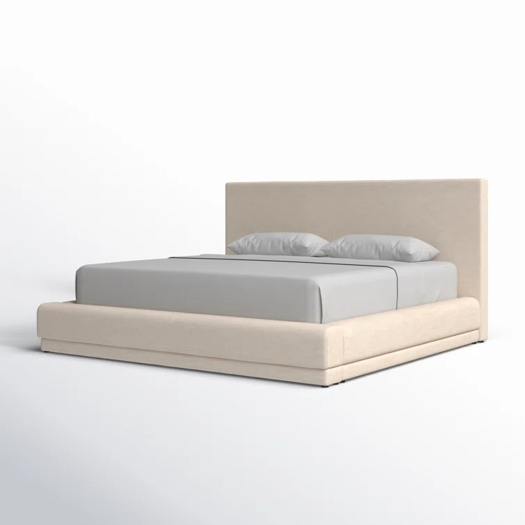 Manya Extended Headboard Platform Bed - Natural / King / Wide