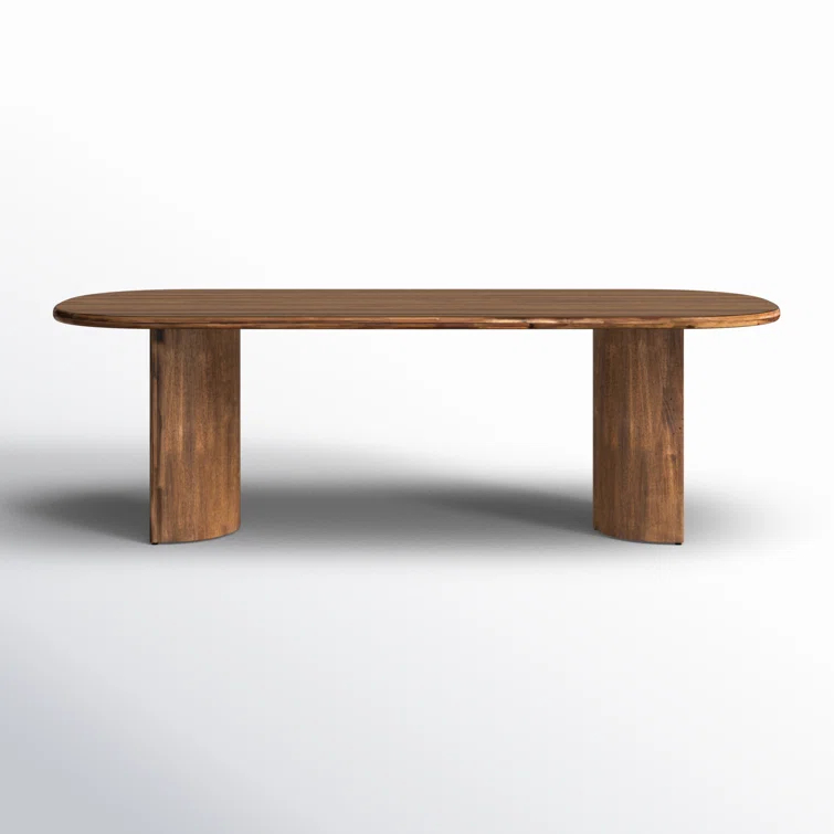 Crescent Mid-Century Modern Oval Sandy Acacia Dining Table