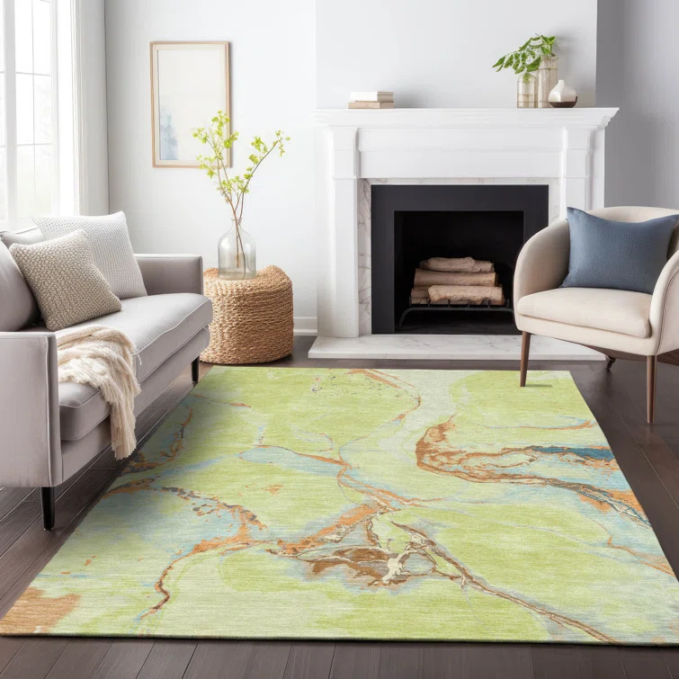 Machine Washable Indoor/Outdoor Chayden ACN1005 Aloe Rug