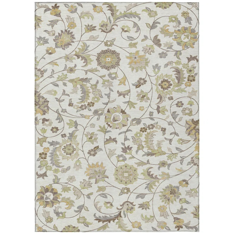 Machine Washable Indoor/Outdoor Chayden ACN1006 Ivory Rug