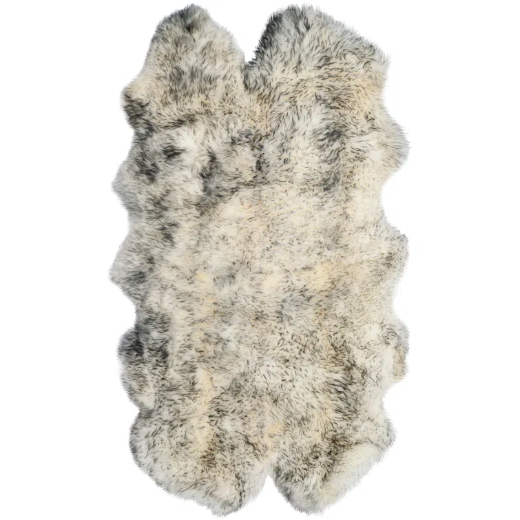 SAFAVIEH Sheep Skin Tiana Animal Area Rug, Ivory/Smoke Grey, 5'5" x 7'7"