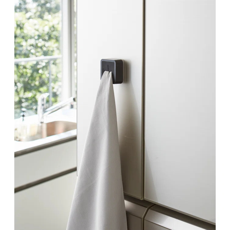 Yamazaki Home Traceless Adhesive Towel Holder, ABS Plastic, Holds 0.55 Lbs