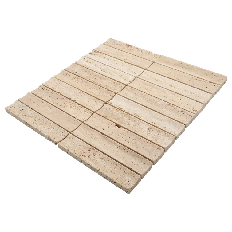 12.52" x 11.89" Honed Flucted Natural Marble Mosaic Tile
