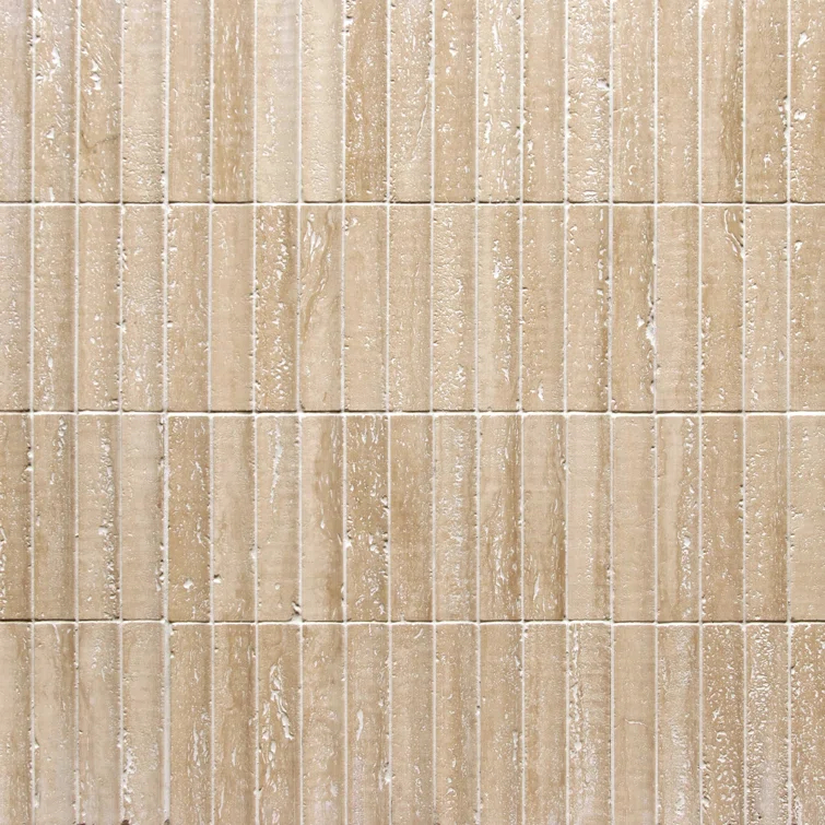 12.52" x 11.89" Honed Flucted Natural Marble Mosaic Tile