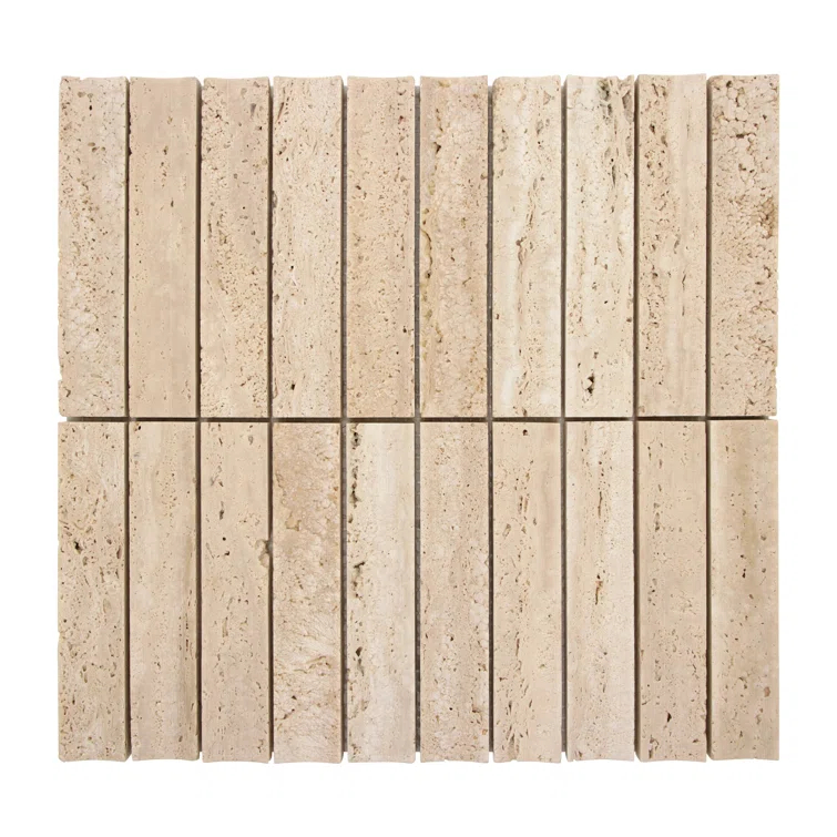 12.52" x 11.89" Honed Flucted Natural Marble Mosaic Tile