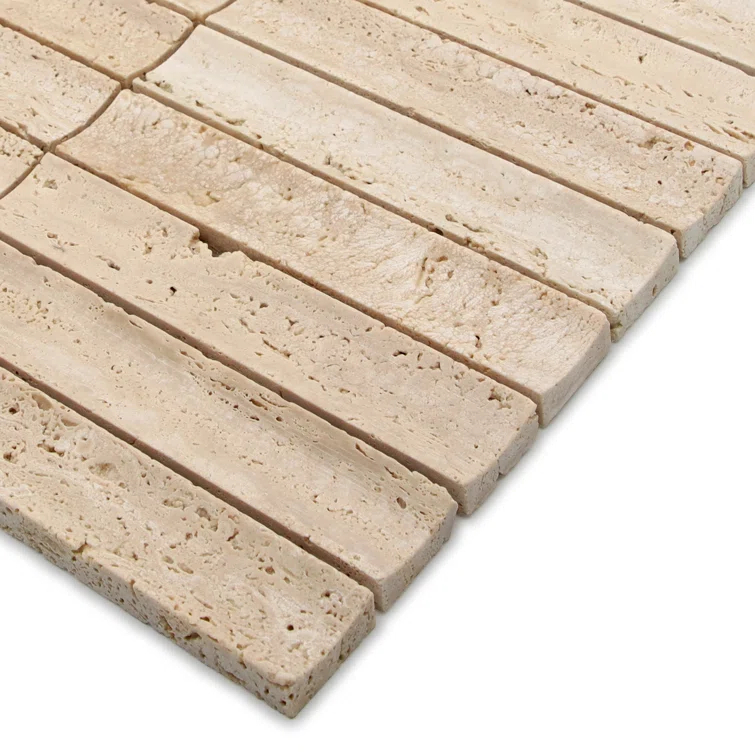 12.52" x 11.89" Honed Flucted Natural Marble Mosaic Tile