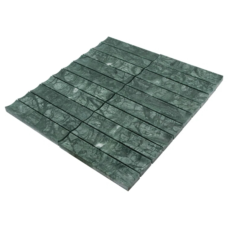 12.52" x 11.89" Honed Flucted Natural Marble Mosaic Tile
