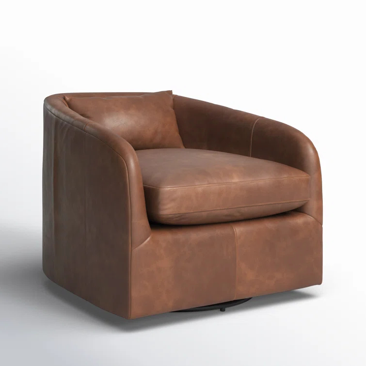 Paralimni Genuine Leather Swivel Armchair