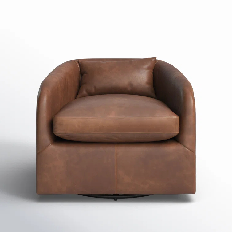 Paralimni Genuine Leather Swivel Armchair