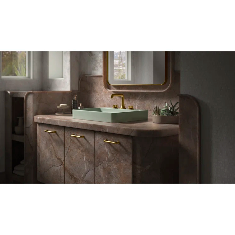 Vox® Vitreous China Rectangular Vessel Bathroom Sink with Overflow
