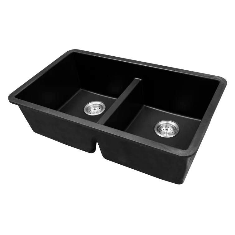 Double Bowl 33" X 19" Quartz Undermount 50/50 Kitchen Sink