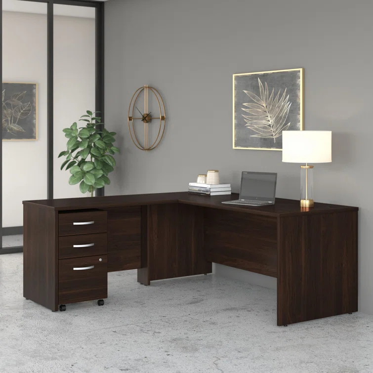 Bush Business Furniture Studio C L Shaped Desk with Mobile File Cabinet and Return