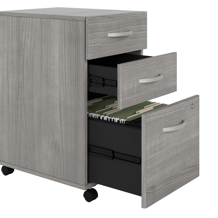 Bush Business Furniture Studio C L Shaped Desk with Mobile File Cabinet and Return