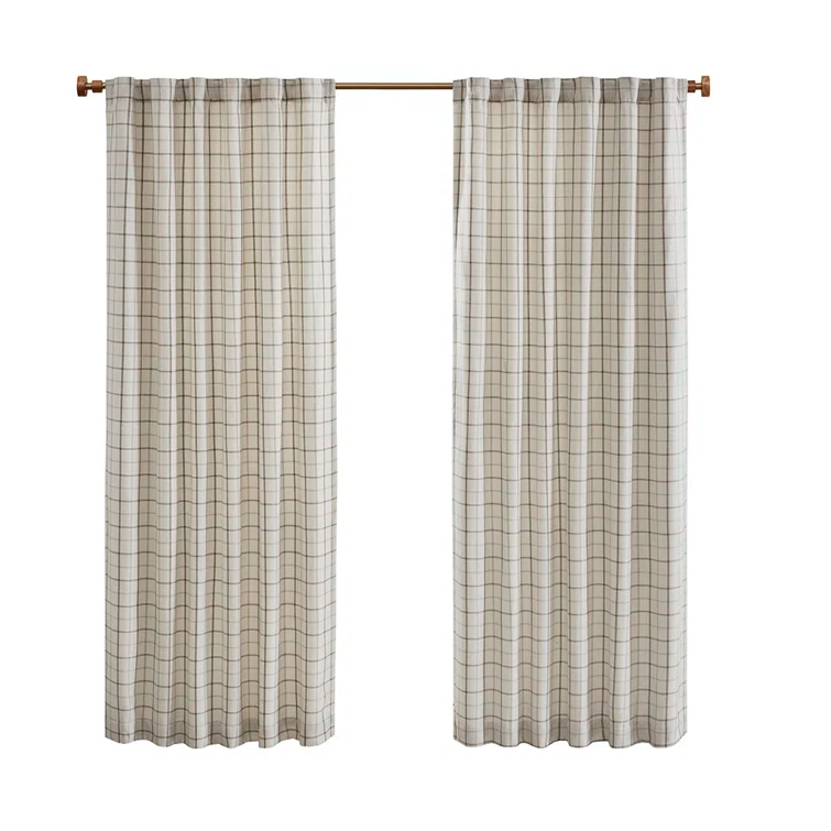 Anaheim Woven Plaid Room Darkening Thermal Fleece Lined Single Curtain Panel