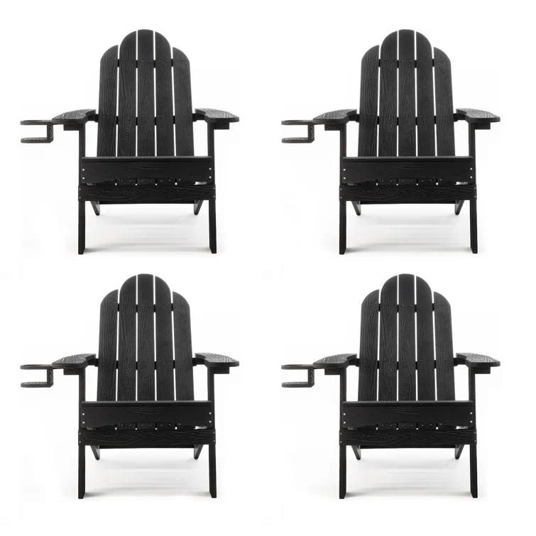 Emerico A Set Of 4 Adirondack Chairs, Foldable Poly Adirondack Chairs, Modern Plastic Adirondack Fire Pit Chairs, Suitable For Terraces, Porches, Decks, Swimming Pools, Gardens, And Backyards