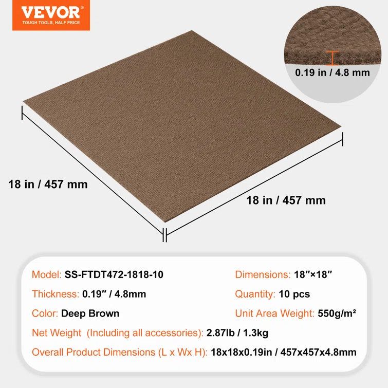 18'' W x 18'' L Level Cut And Loop Polyester Carpet Tile